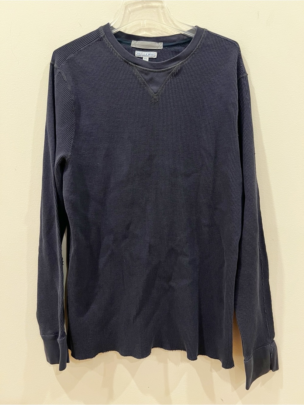 Wallace & Barnes Shirt Men XXL 2XL Navy Long Sleeve Thermal Waffle Knit Crewneck